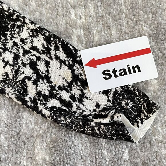 Soma Intimates Open Front Cardigan Knit Sweater Black White Print Size S *STAINS - Picture 12 of 12